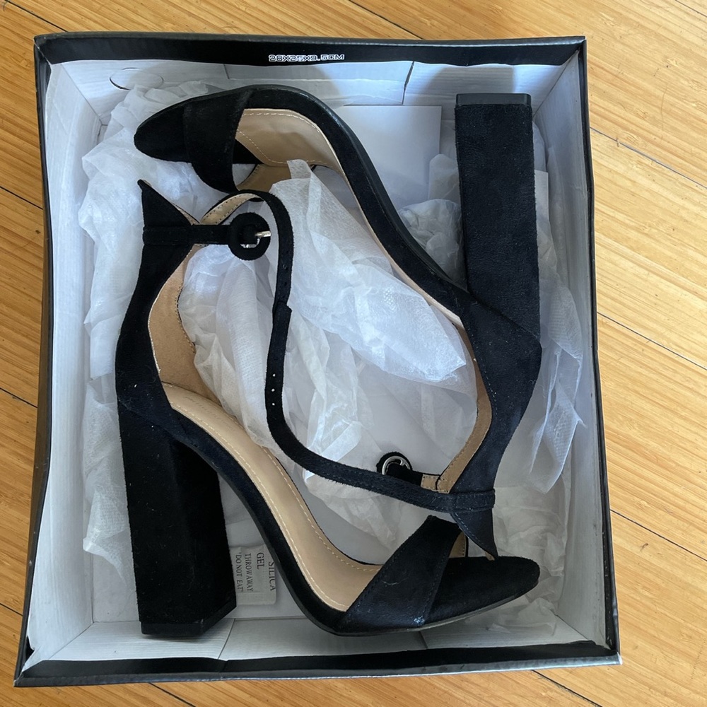 Black suede heels